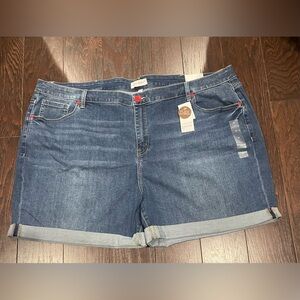 Lane Bryant Denim Shorts Stretch Jean Rainbow Pocket  Cuff Women Size 24 NEW